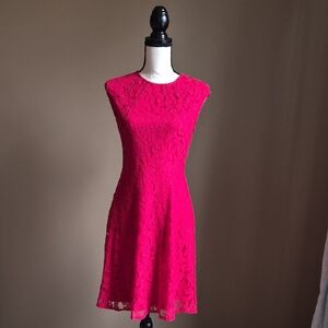 London Times Red Lace Midi Dress